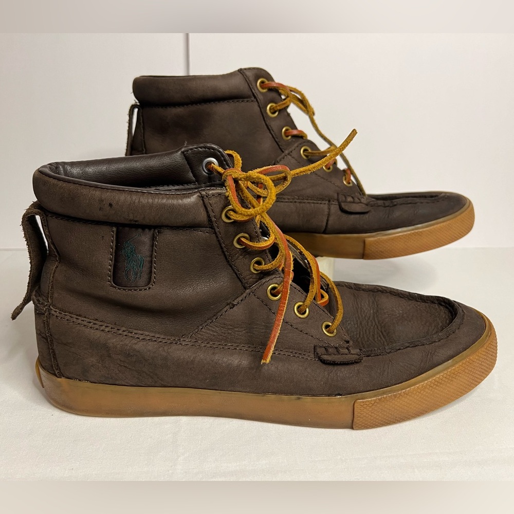 Polo Ralph Lauren‎ Tavis brown leather boots Leather laces men's 8